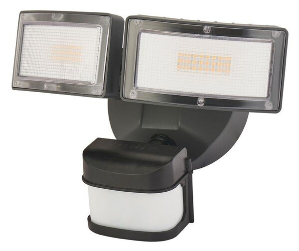 Doppio proiettore con sensore di movimento e crepuscolo LED 36W nero IP54 SU-MA 6556-PIR