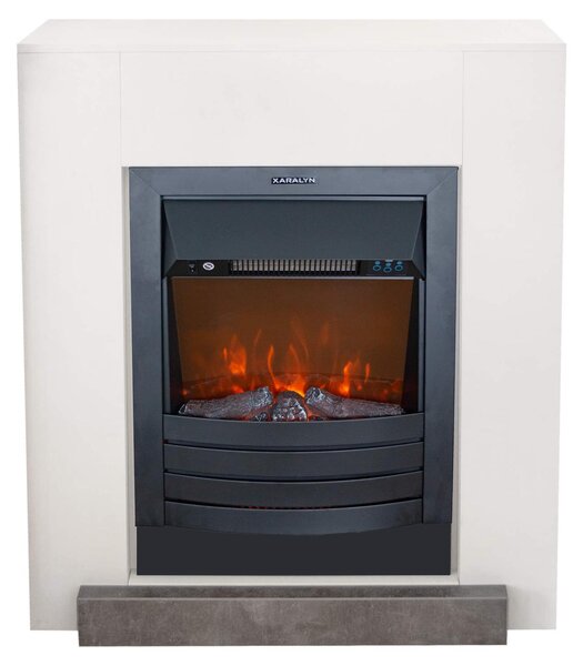 Camino elettrico Xaralyn - Kalmar - legno bianco - riscaldamento da 1800 Watt - con telecomando - mensola del camino inclusa Camino da incasso - Camino decorativo
