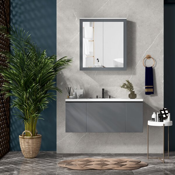 Kleankin Armadio da Bagno con Specchio Armadio da Bagno da Appendere con 2 Ante in Vetro e Ripiani Regolabili 69x17x75,5 cm Bianco | Aosom Italy