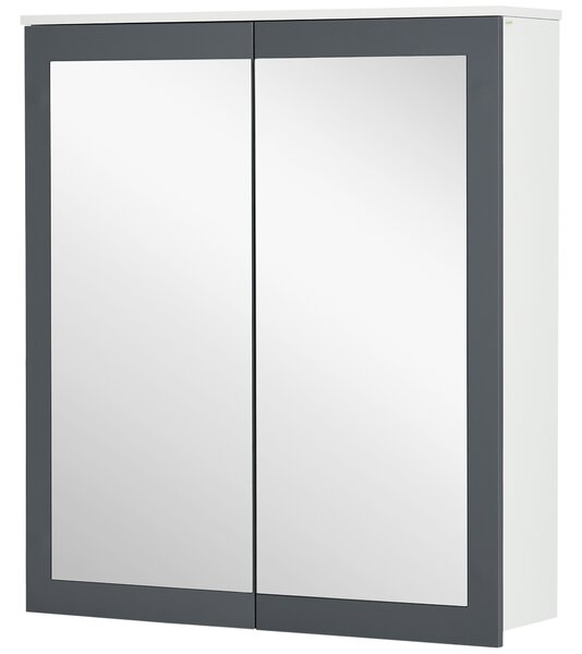Kleankin Armadio da Bagno con Specchio Armadio da Bagno da Appendere con 2 Ante in Vetro e Ripiani Regolabili 69x17x75,5 cm Bianco | Aosom Italy