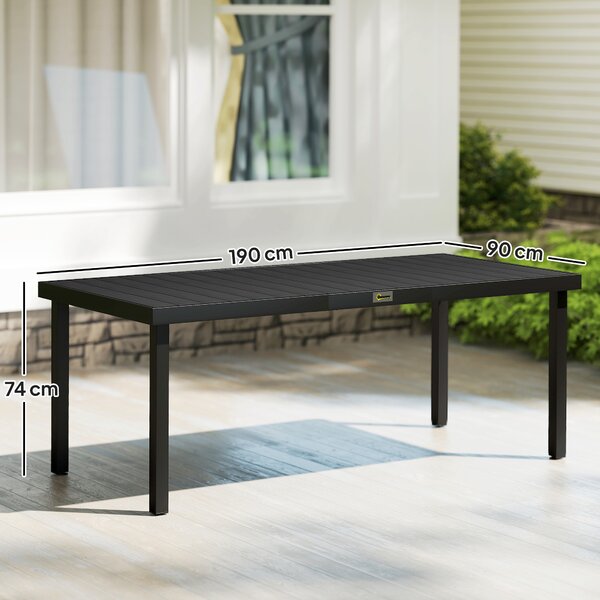 Outsunny Tavolo da Pranzo da Giardino per 8 Persone in Alluminio e Plastica, Nero | Aosom Italy