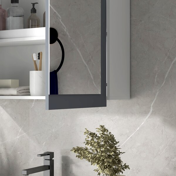 Kleankin Armadio da Bagno con Specchio Armadio da Bagno da Appendere con 2 Ante in Vetro e Ripiani Regolabili 69x17x75,5 cm Bianco | Aosom Italy