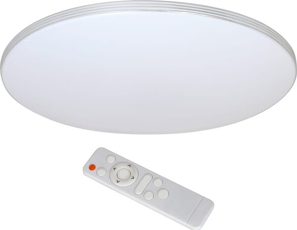 Plafoniera LED rotonda con telecomando SIENA argento-bianca 72W, tonalità di bianco, 4320 lm, plastica, dimensioni: 4x55x55 cm, IP20, Milagro