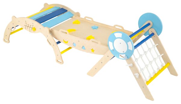 Costway Set da arrampicata a triangolo palestra pieghevole nautica arco rampa scala corda, Gioco montessori blocchi labirinto per bambini cameretta asilo