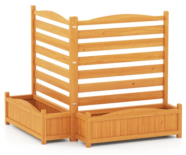 Costway Recinzione condizionatore fioriera schermo privacy legno esterno 2 pannelli, Recinzione autoportante senza scavo decorativa giardino