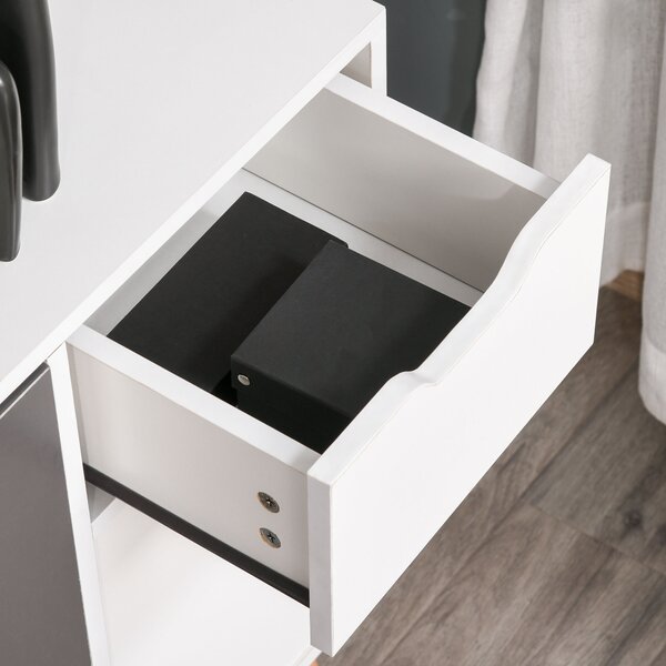 HOMCOM Credenza per Soggiorno con 3 Ante e Cassetto Mobile Contenitore per Soggiorno Cucina Camera 90x30x72 cm Bianco e Grigio | Aosom Italy