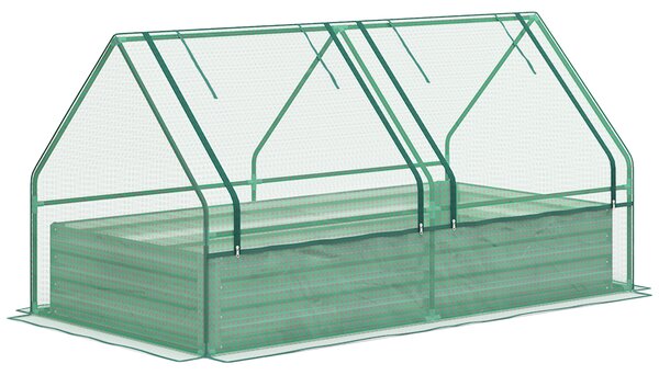 Outsunny Fioriera Esterna Grande con Mini Serra con Base Aperta per Patio Terrazza Balcone 185x95x92 cm Grigio e Verde | Aosom Italy