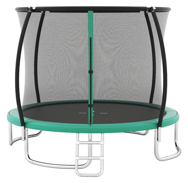 Costway Trampolino da esterno 366 cm con rete di sicurezza e scala, Trampolino ricreativo pesante per bambini e adulti Verde