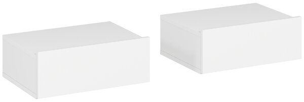 HOMCOM Set di 2 Comodini Sospesi con 1 Cassetto Montati a Parete Stile Moderno per Camera da Letto 40x30x15 cm Bianco | Aosom Italy