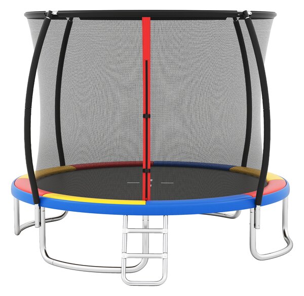 Costway Trampolino da esterno 366 cm con rete di sicurezza e scala, Trampolino ricreativo pesante per bambini e adulti Colorato