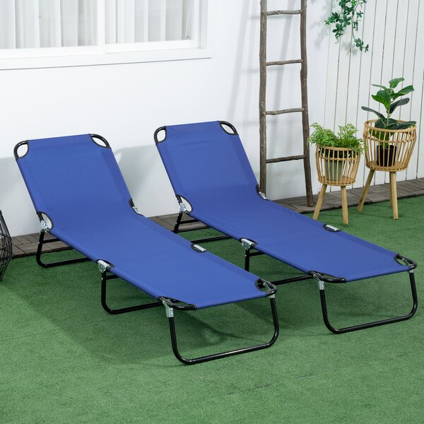 Outsunny Set di 2 lettini prendisole pieghevoli, lettino da giardino con schienale regolabile in 5 posizioni, portata fino a 120 kg | Aosom Italy