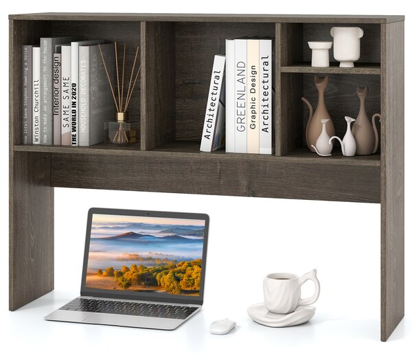 Costway Libreria da scrivania per computer con 4 cubi e scomparto posteriore aperto, Organizzatore di stoccaggio per scrivania Grigio