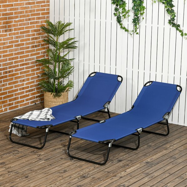 Outsunny Set di 2 lettini prendisole pieghevoli, lettino da giardino con schienale regolabile in 5 posizioni, portata fino a 120 kg | Aosom Italy