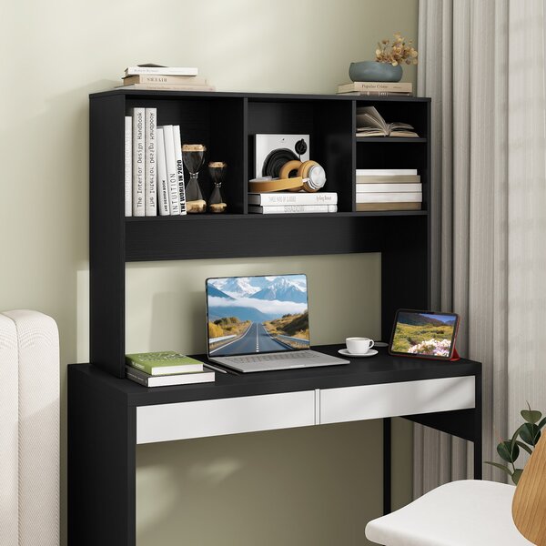 Costway Libreria da scrivania per computer con 4 cubi e scomparto posteriore aperto, Organizzatore di stoccaggio per scrivania Nero