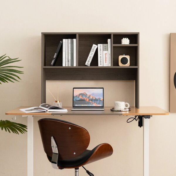 Costway Libreria da scrivania per computer con 4 cubi e scomparto posteriore aperto, Organizzatore di stoccaggio per scrivania Grigio
