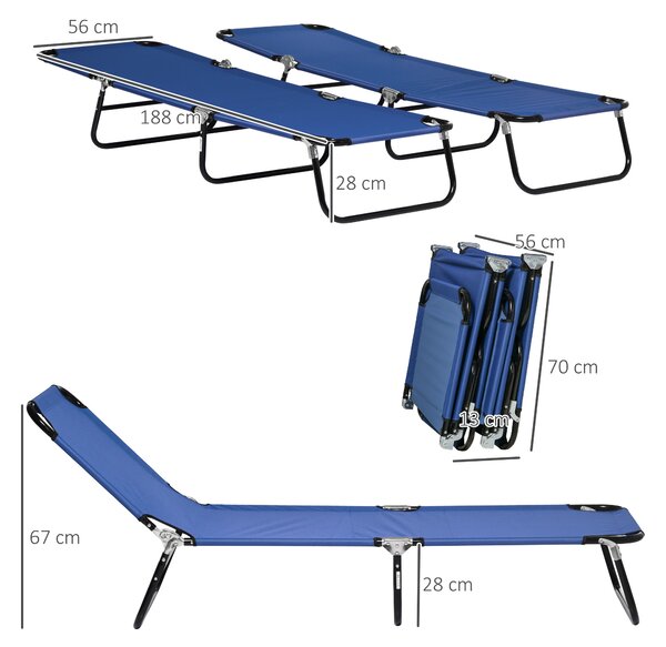 Outsunny Set di 2 lettini prendisole pieghevoli, lettino da giardino con schienale regolabile in 5 posizioni, portata fino a 120 kg | Aosom Italy