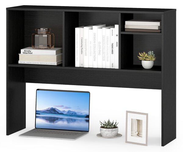Costway Libreria da scrivania per computer con 4 cubi e scomparto posteriore aperto, Organizzatore di stoccaggio per scrivania Nero