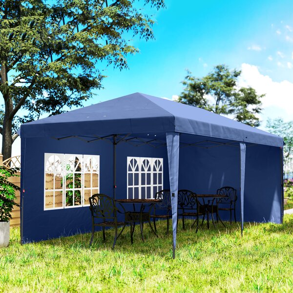 Outsunny Gazebo Pieghevole 6x3 m Pop-up con 4 Pannelli Laterali Rimovibili Tendone da Giardino con 2 Finestre e Borsa di Trasporto Azul | Aosom Italy