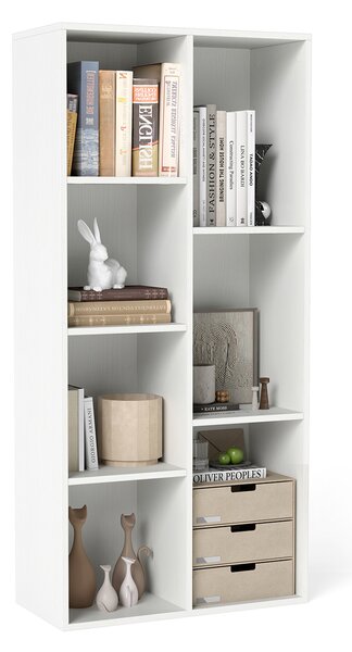 Costway Libreria a 7 cubi indipendente verticale orizzontale 7 scomparti 2 kit antiribaltamento, Organizer cubo espositivo casa ufficio soggiorno Bianco