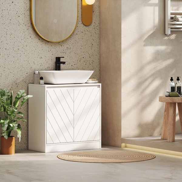 HOMCOM Mobile Sottolavabo Mobile da Bagno con 2 Ante Ripiano Regolabile per Lavabi con o senza Colonna 60x30x59,8 cm Bianco | Aosom Italy
