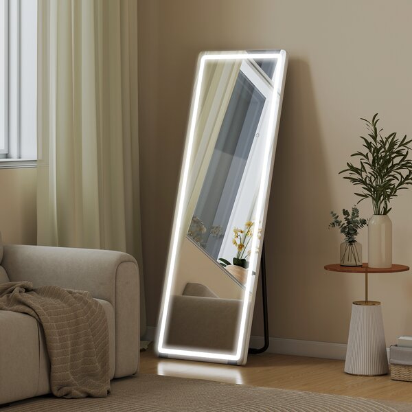 HOMCOM Specchio da Terra a Figura Intera con Luci 150x50 cm Senza Cornice 3 Temperature di Colore Luminosità Regolabile Trasparente | Aosom Italy