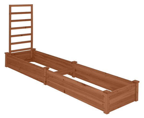 Costway Aiuola da giardino rialzata con fioriera e traliccio, Kit di fioriere in legno per fiori 235x63x102cm Caffè