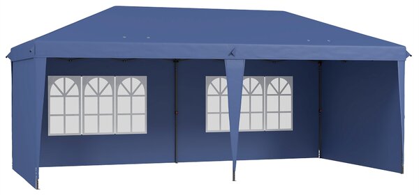 Outsunny Gazebo Pieghevole 6x3 m Pop-up con 4 Pannelli Laterali Rimovibili Tendone da Giardino con 2 Finestre e Borsa di Trasporto Azul | Aosom Italy