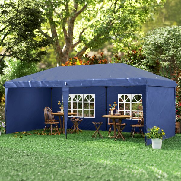 Outsunny Gazebo Pieghevole 6x3 m Pop-up con 4 Pannelli Laterali Rimovibili Tendone da Giardino con 2 Finestre e Borsa di Trasporto Azul | Aosom Italy