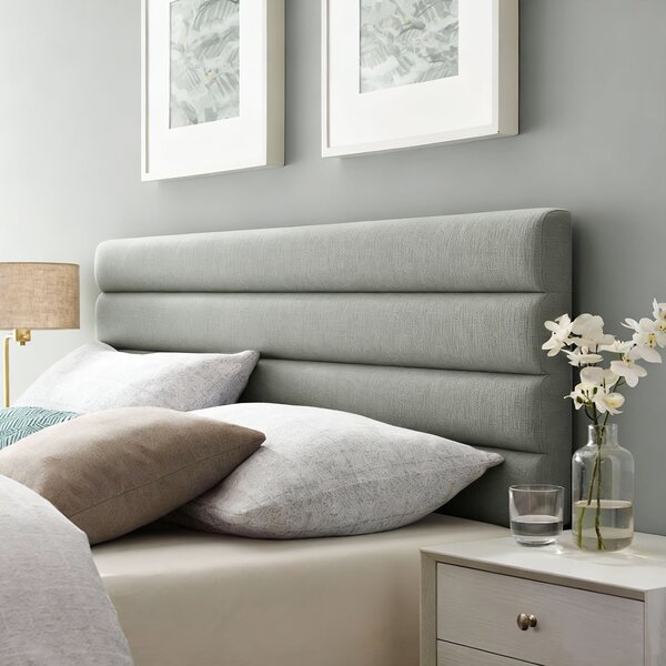 HOMCOM Testiera per Letto 140 cm Imbottita in Lino Altezza Regolabile 3 Livelli 106/116/126 cm Montata a Parete Grigio | Aosom Italy