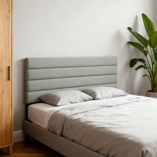 HOMCOM Testiera per Letto 140 cm Imbottita in Lino Altezza Regolabile 3 Livelli 106/116/126 cm Montata a Parete Grigio | Aosom Italy