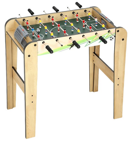 SPORTNOW Calcio balilla per bambini in legno Tavolo da calcio balilla con 2 contatori 6 aste 18 giocatori 75x66x75 cm Naturale | Aosom Italy
