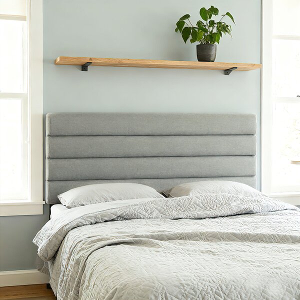 HOMCOM Testiera per Letto 140 cm Imbottita in Lino Altezza Regolabile 3 Livelli 106/116/126 cm Montata a Parete Grigio | Aosom Italy