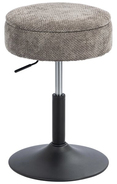 HOMCOM Sgabello da Bar con Ripostiglio Altezza Regolabile Sgabello da Cucina Rotondo Girevole Rivestimento in Ciniglia Grigio | Aosom Italy