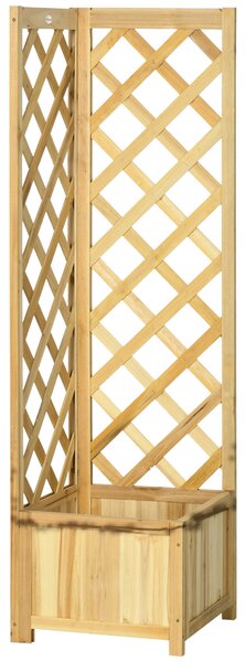 Outsunny Fioriera con Grigliato in Legno Vaso da Esterno per Angolo per Piante Rampicanti 40x40x145 cm Naturale | Aosom Italy