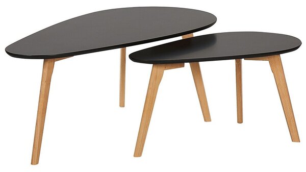 Set di 2 tavolini Ovali con Gambe in Legno Minimalista Scandinavo Beliani