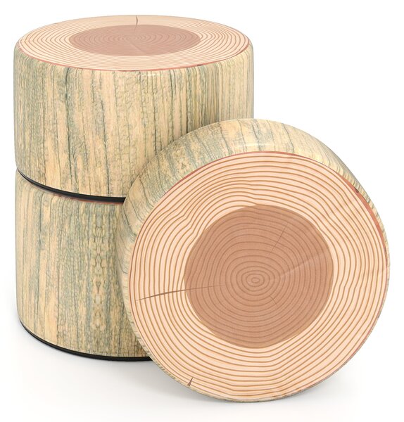 Costway Set 3 sgabelli ceppo albero cuscini pavimento stampa legno altezze diverse, Sgabelli rotondi bambini aula casa asilo decorazione naturale tinta legno chiara