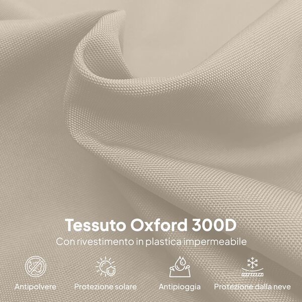 Outsunny Copertura per Ombrellone 3x3 m Impermeabile, Custodia Copri Ombrellone a Sbalzo con Cerniera e Laccio, Beige