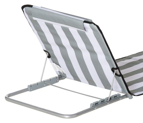 Outsunny Sdraio pieghevole Lettino da giardino con cuscino Sedia a sdraio con schienale regolabile in 5 posizioni Borsa per il trasporto Grigio chiaro | Aosom Italy