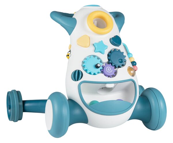Costway Camminatore montessori musica luci inserimento forme ingranaggi, Camminatore lancio spazio conservazione posteriore bambini Blu