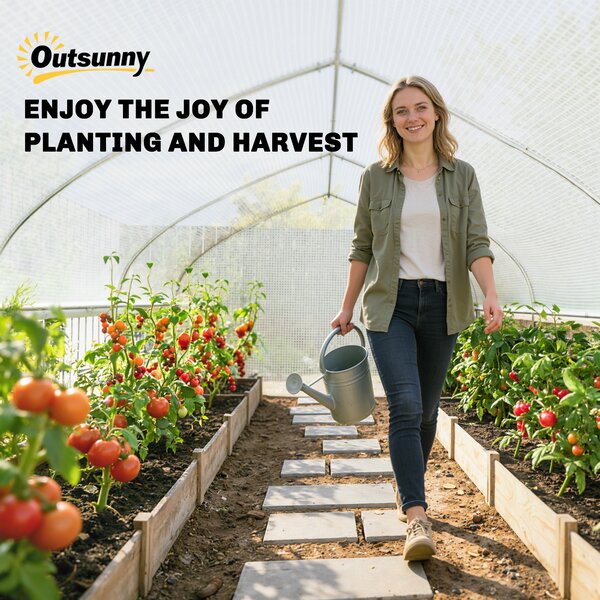Outsunny Serra a tunnel 6x3x2 m con Anti-UV e Porta avvolgibile con cerniera Pareti laterali con zanzariera Bianco | Aosom Italy