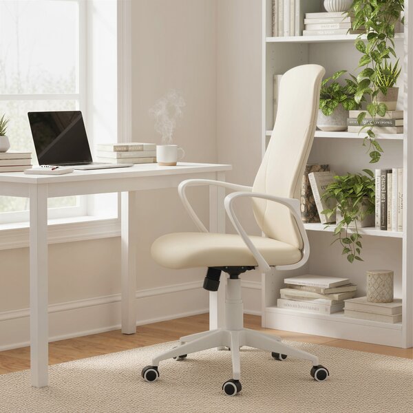 Vinsetto Sedia da Ufficio Girevole Altezza Regolabile con Braccioli Funzione Basculante Schienale Alto 62x56x110-119,5cm Beige | Aosom Italy