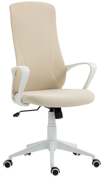 Vinsetto Sedia da Ufficio Girevole Altezza Regolabile con Braccioli Funzione Basculante Schienale Alto 62x56x110-119,5cm Beige | Aosom Italy