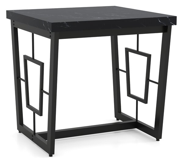 Costway Tavolino quadrato marmo sintetico piano metallo struttura solida, Tavolino caffè comodino base H moderno camera letto soggiorno