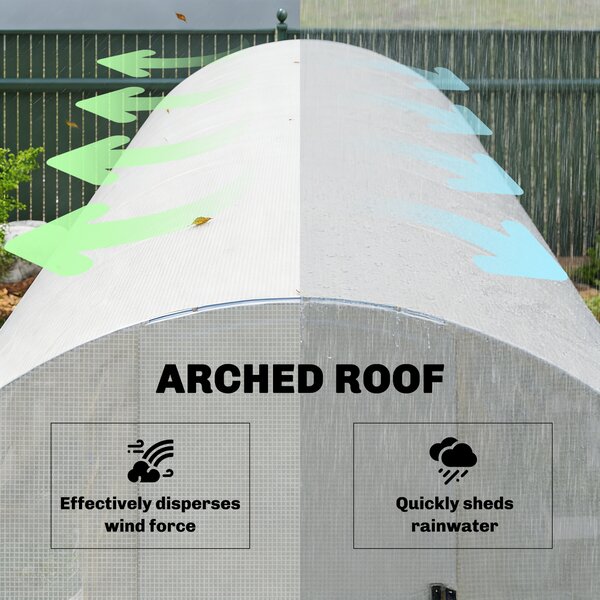 Outsunny Serra a Tunnel 6x3x2 m con Porta a Cerniera 12 Finestre con Zanzariera e Struttura in Acciaio Zincato Bianco | Aosom Italy