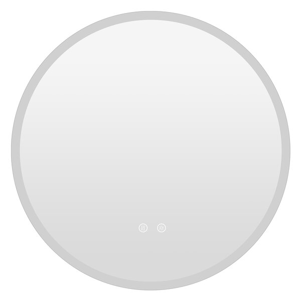 Costway Specchio led bagno rotondo parete vetro temperato 3 colori, Specchio trucco dimmerazione anti-appannamento memoria 60 cm
