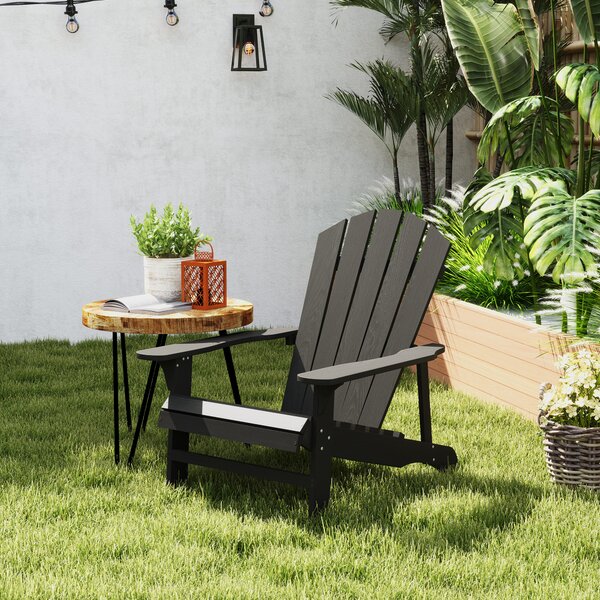 Outsunny Sedia Adirondack resistente alle intemperie Sedia Adirondack in legno per esterno sedia da giardino con schienale alto braccioli | Aosom Italy