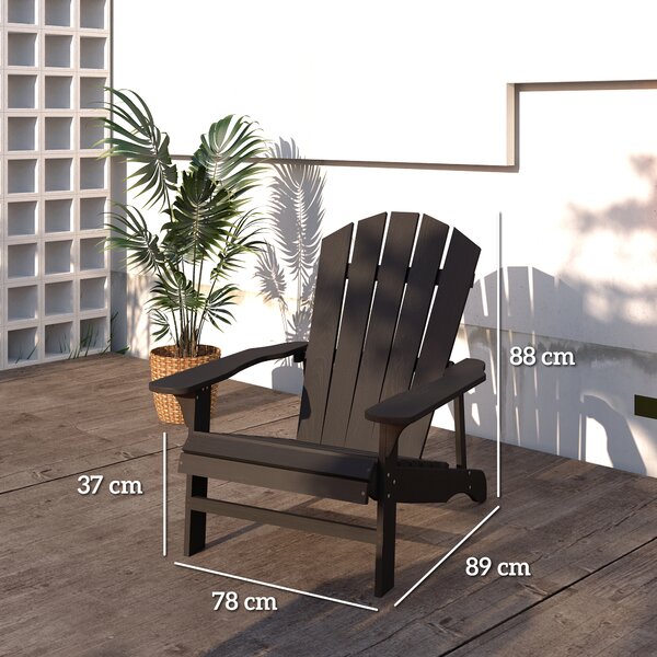 Outsunny Sedia Adirondack resistente alle intemperie Sedia Adirondack in legno per esterno sedia da giardino con schienale alto braccioli | Aosom Italy