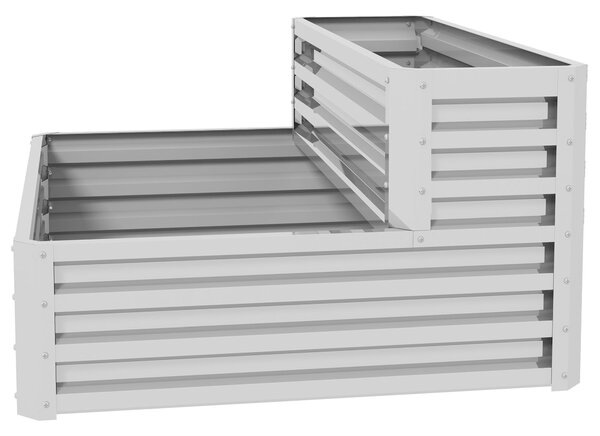 Outsunny Fioriera da Esterno in Acciaio Zincato con Design a Scala e Base Aperta per Coltivazioni Piante 120x101x58 cm Argento | Aosom Italy