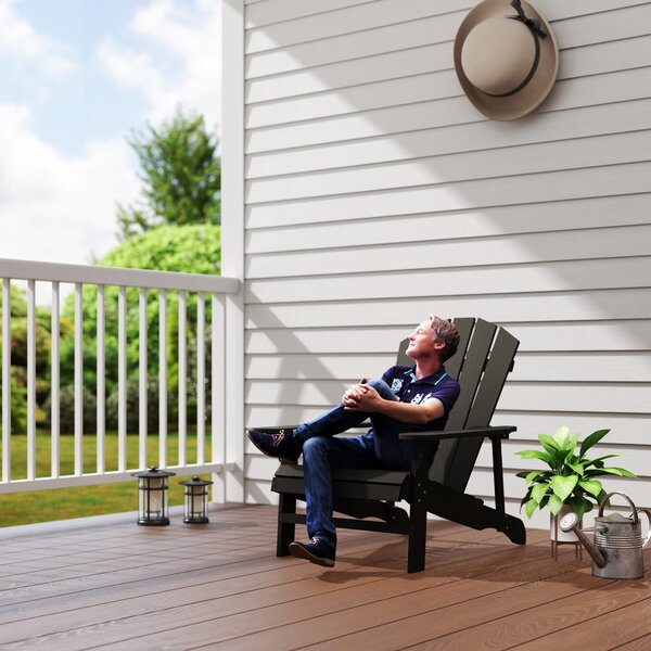 Outsunny Sedia Adirondack resistente alle intemperie Sedia Adirondack in legno per esterno sedia da giardino con schienale alto braccioli | Aosom Italy