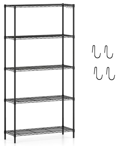 Costway Scaffale metallo 5 ripiani regolabile resistente rete v, Scaffale organizzatore casa cucina garage 565kg 91 x 35 x 182 cm